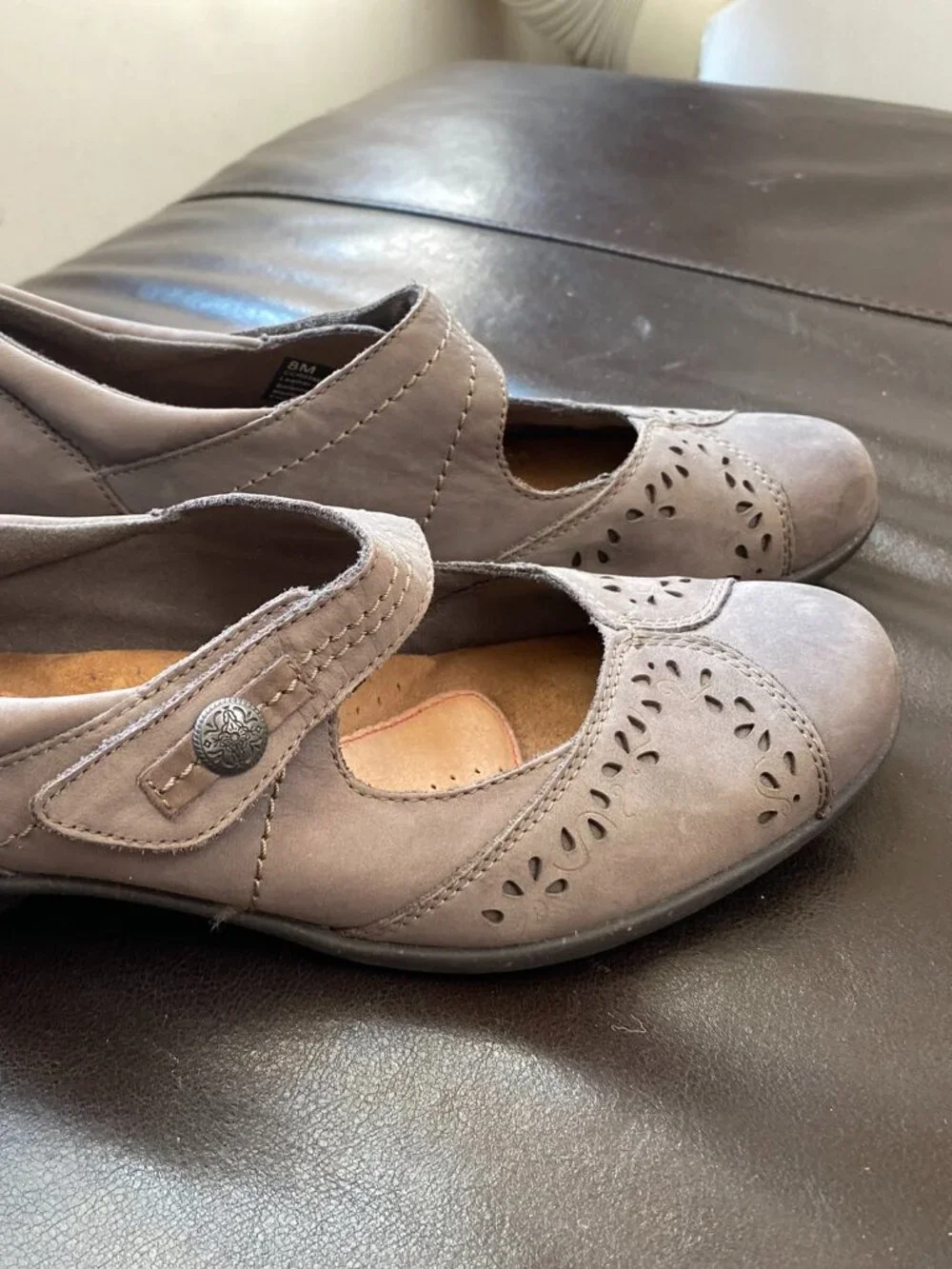 Cobb Hill by New Balance tan leather mary jane shoes with cutouts, size 8